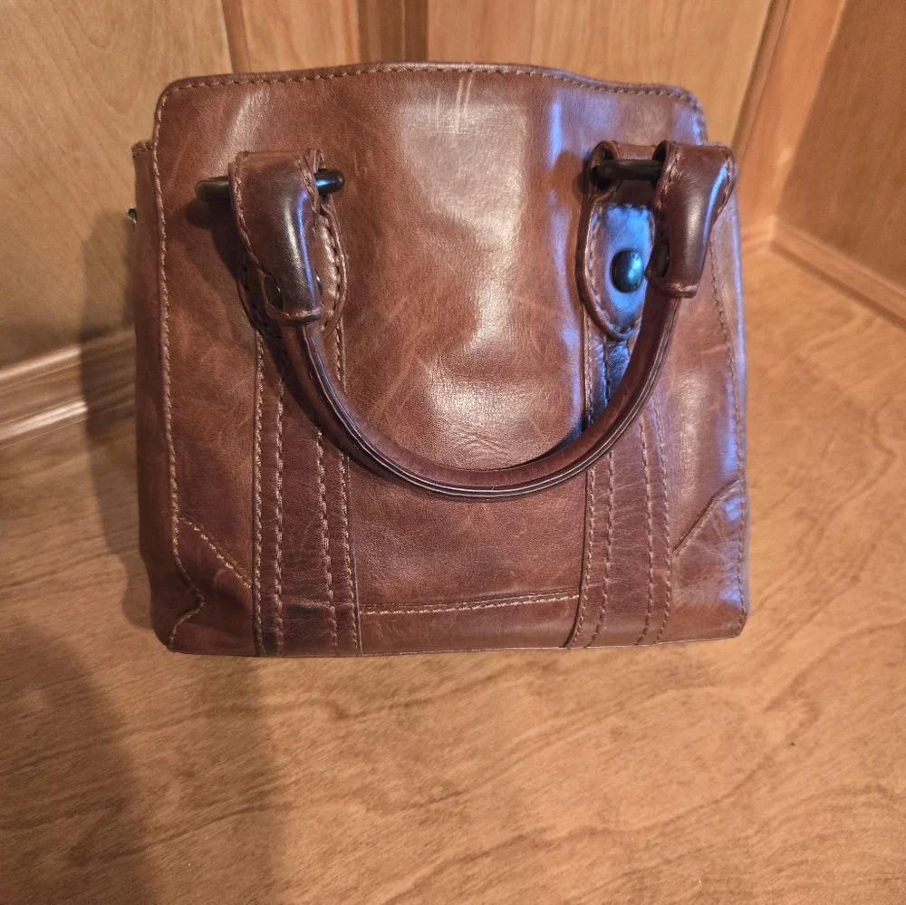 Frye Brown Leather Melissa Mini Tote with Vintage Finish